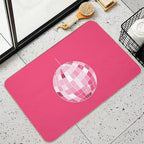 Hot Pink Disco Ball. Mirrorball  Repositionable Bath Mat