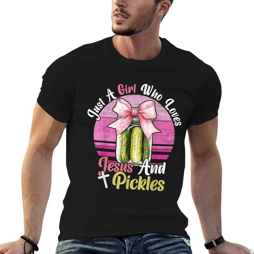 Just A Girl Who Loves Jesus And Pickles. Funny Pickles Jesus  Oversized Silhouette T-Shirt