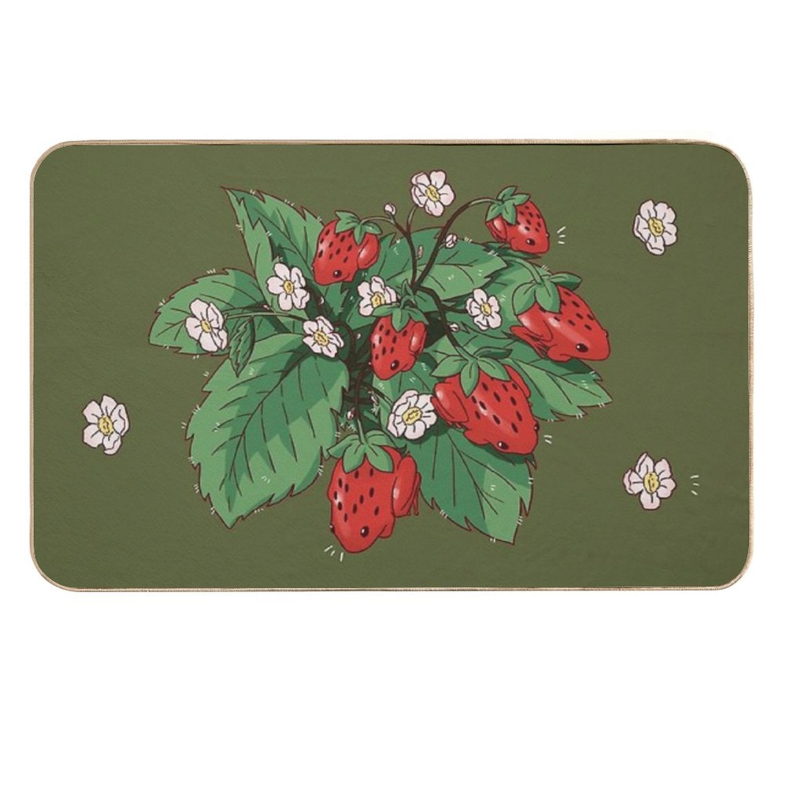 Strawberry Frog in Green  Long-Lasting Bath Mat