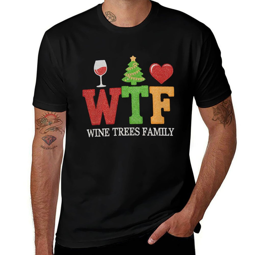 Christmas WTF Wine Trees Family Santa Christmastree Premium Tri-Blend  Trendy Pattern T-Shirt
