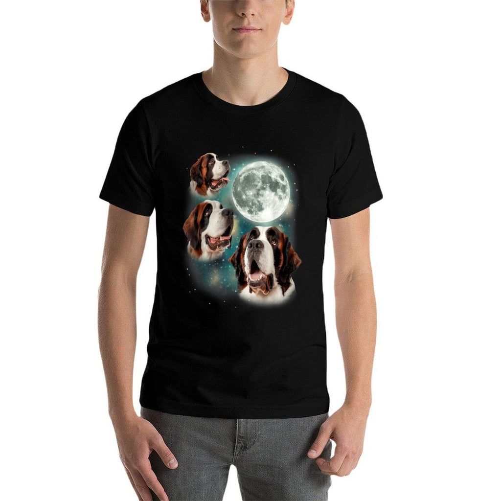 Three St Bernard Moon  3 Rescue Dog Howling Meme Canine Pup Men Women  Versatile T-Shirt