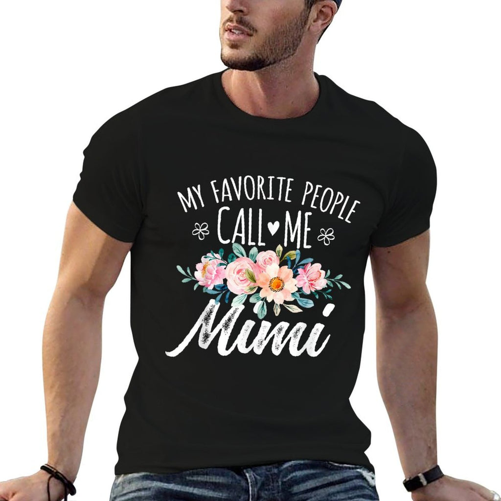 My Favorite People Call Me Mimi Floral Birthday Mimi, Small, Black  Summer-ready Fabric T-Shirt