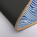 Abstract Linocut Ocean Wave Pattern  Repositionable Bath Mat