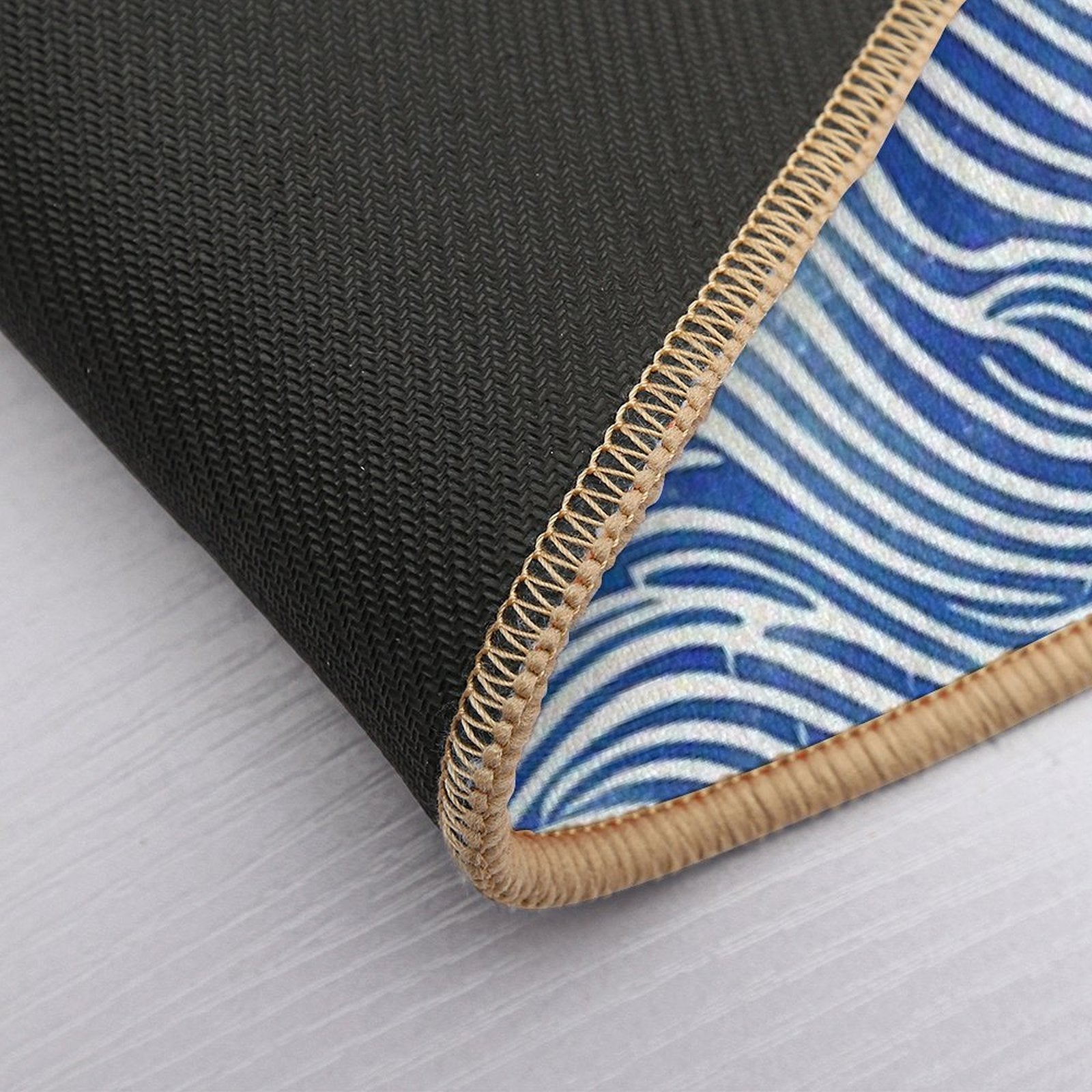 Abstract Linocut Ocean Wave Pattern  Repositionable Bath Mat