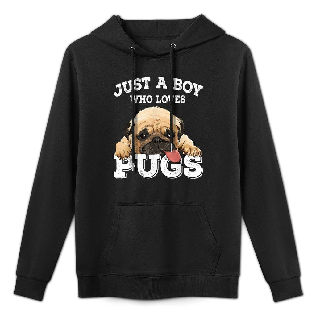 Just A Boy Who Loves Pugs Funny Pug Lover Gift for Boys Unisex Design Hoodie