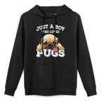 Just A Boy Who Loves Pugs Funny Pug Lover Gift for Boys Unisex Design Hoodie
