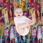 Retro Mansion Collage Multi-functional Throw Blanket