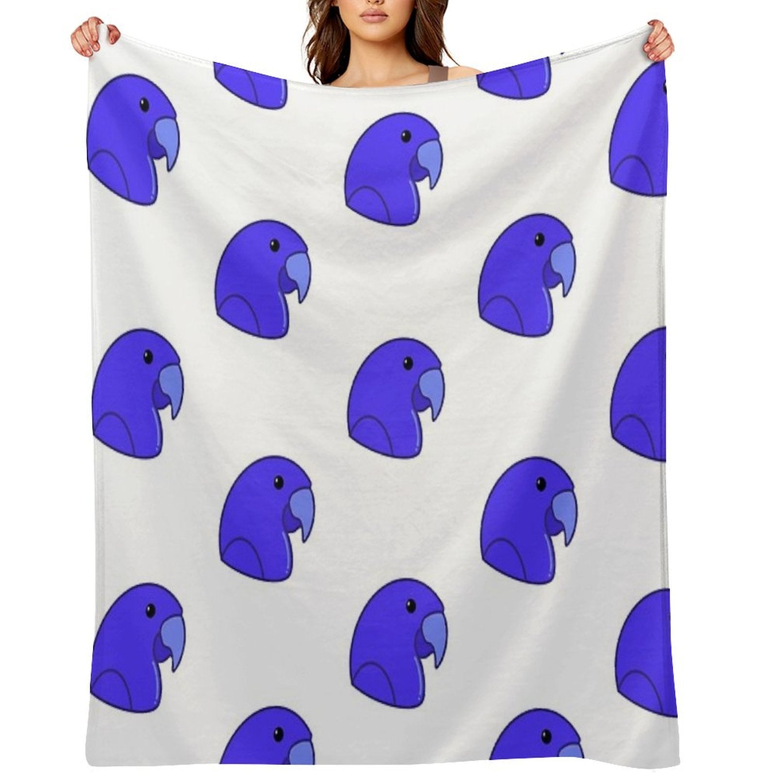 Blueberry As A Macaw (Head View) Shrink-resistant Throw Blanket