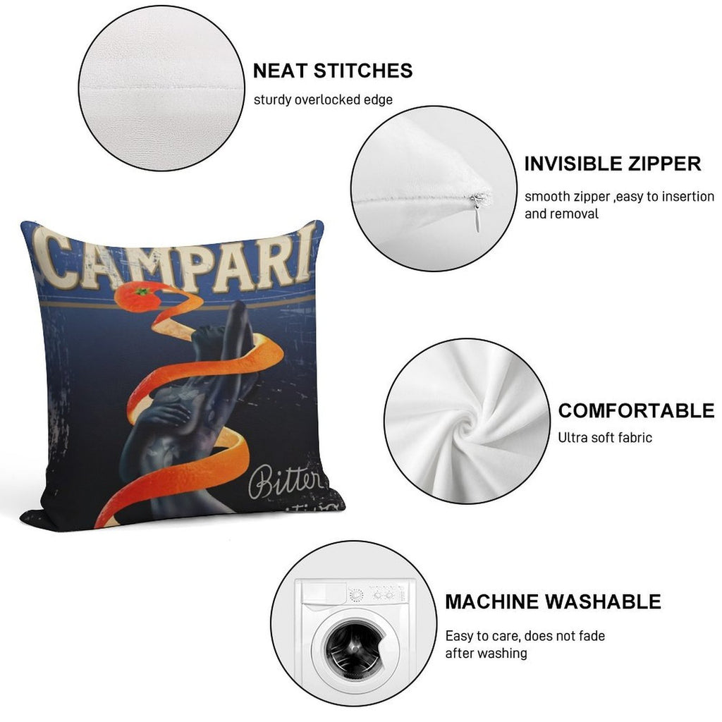 Campari Vintage Orange Peel Distressed Soft Anti-Pilling Throw Pillow