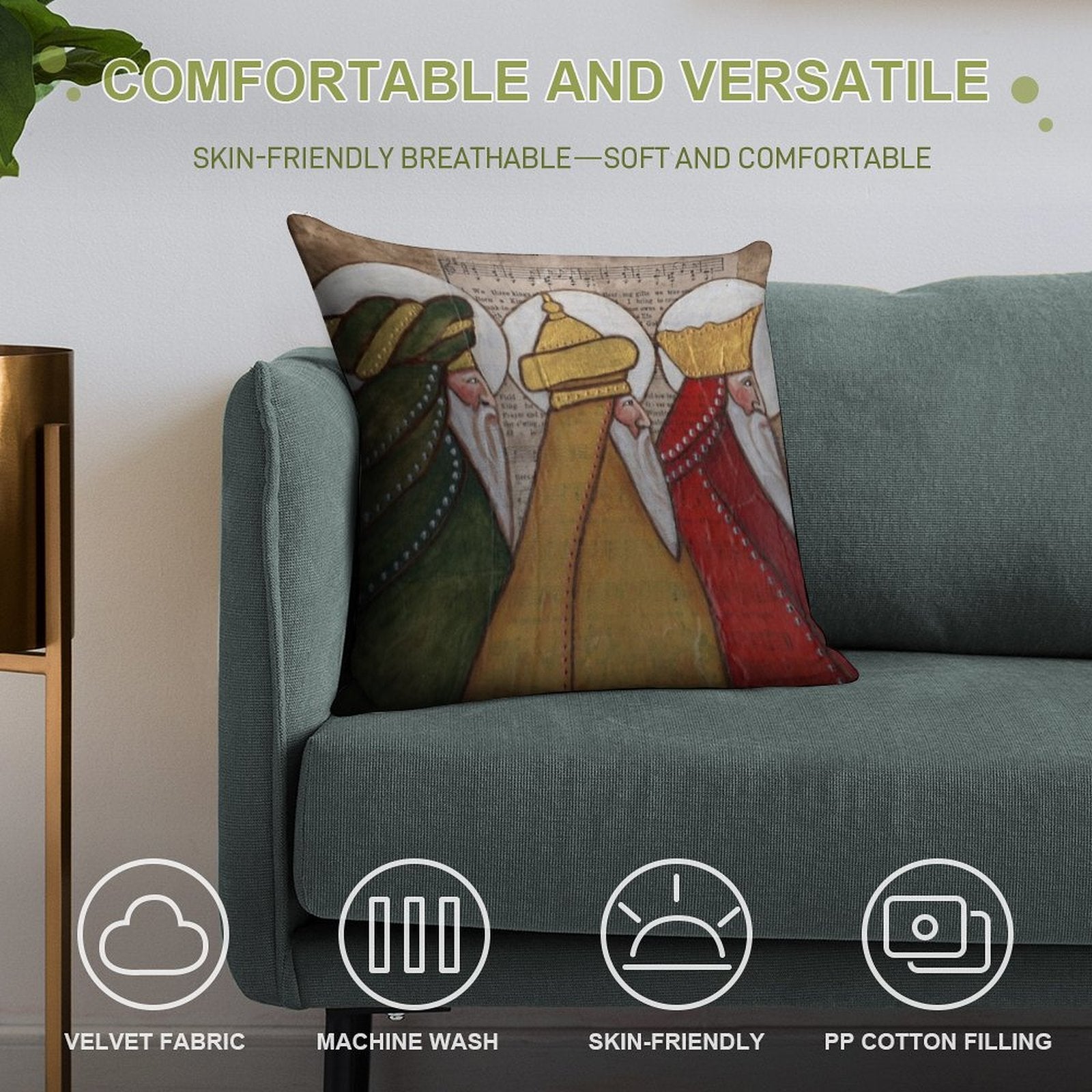 The Magi; Three Kings; Three Wise Men Soft Shrink-Resistant Throw Pillow