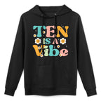 10th Birthday 10 Is A Vibe Retro Bday Groovy Girls Kids Pilling-Resistant Hoodie