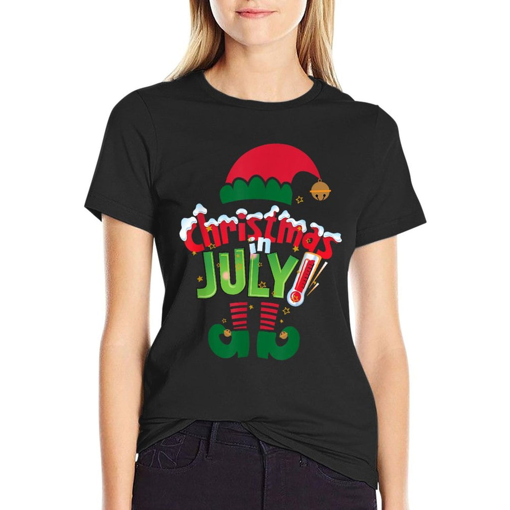 Funny Christmas in July Summer Elf Santa Xmas  Slim-fit Cut T-Shirt