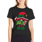 Funny Christmas in July Summer Elf Santa Xmas  Slim-fit Cut T-Shirt