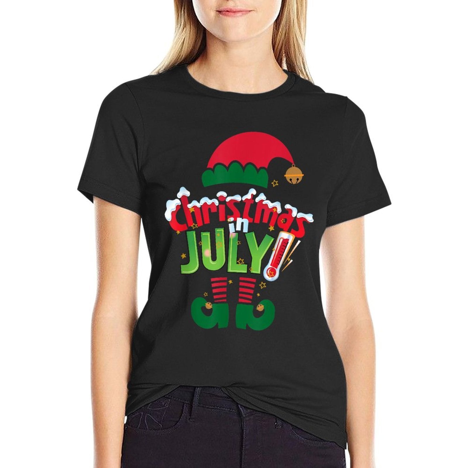 Funny Christmas in July Summer Elf Santa Xmas  Slim-fit Cut T-Shirt