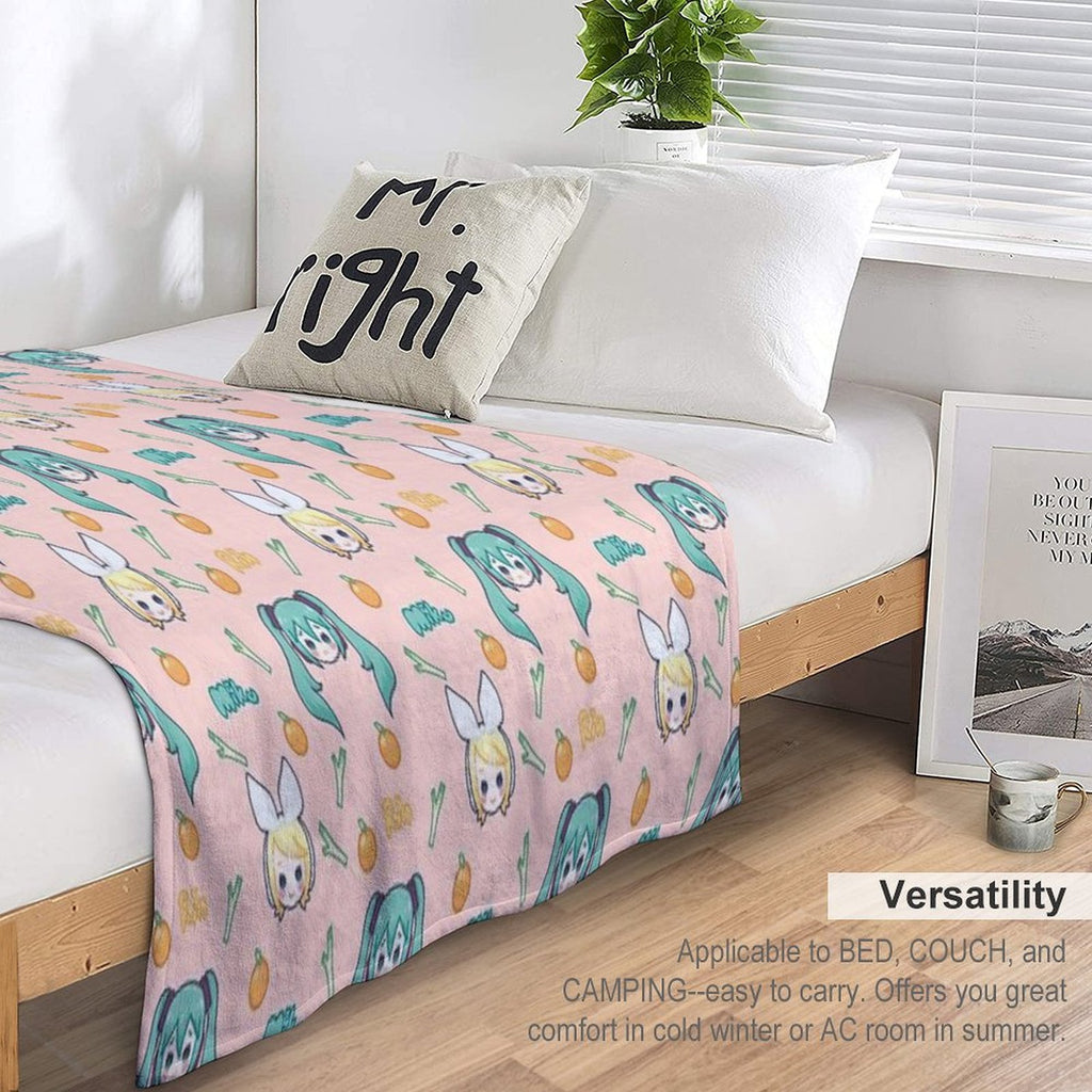 Miku And Rin Chibis Easy Care Throw Blanket