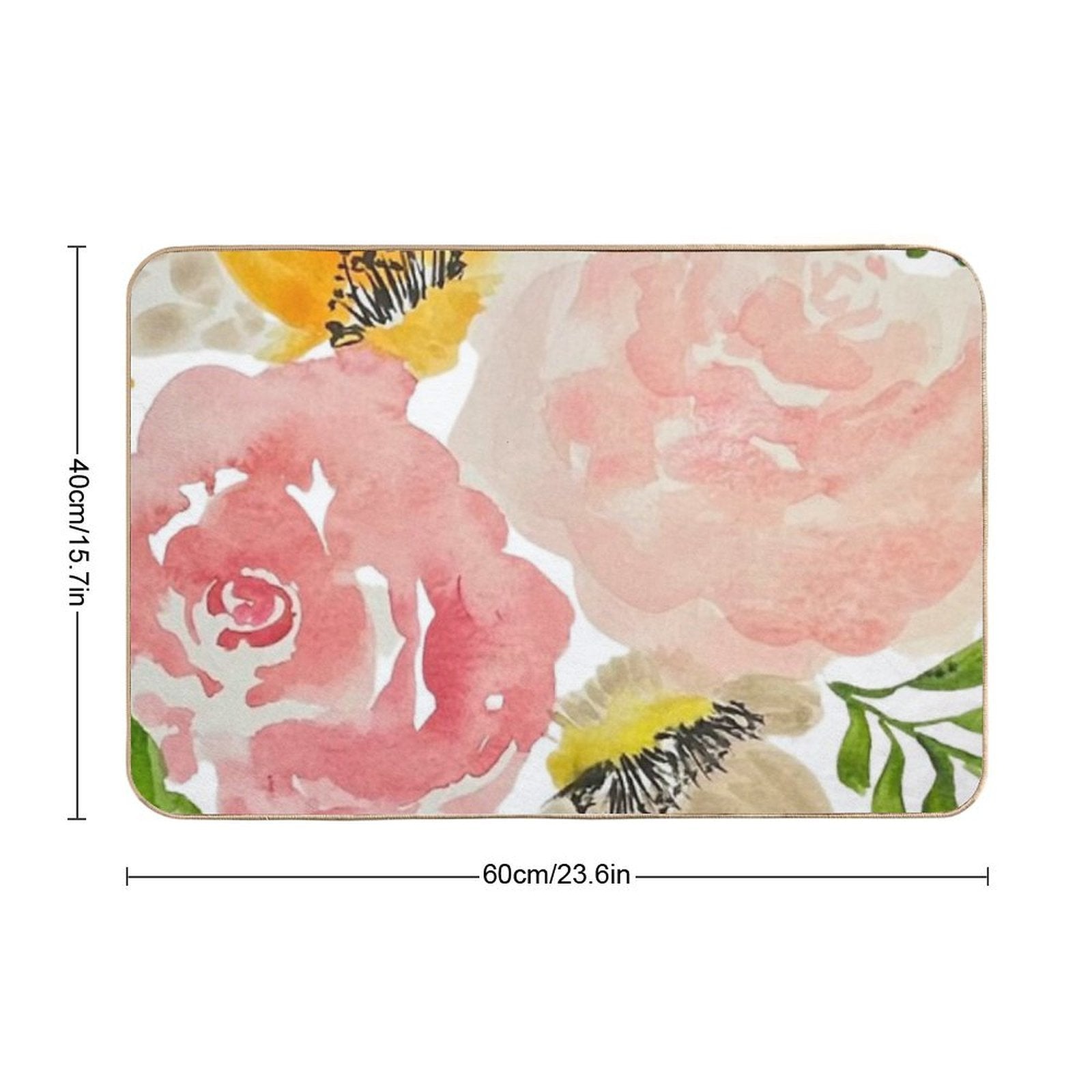 Spring Watercolor Flowers Bright Pinks And Yellows  Absorbent Bath Mat