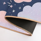 Cute Pastel Clouds Sparkly Night Sky  Slip-Resistant Bath Mat