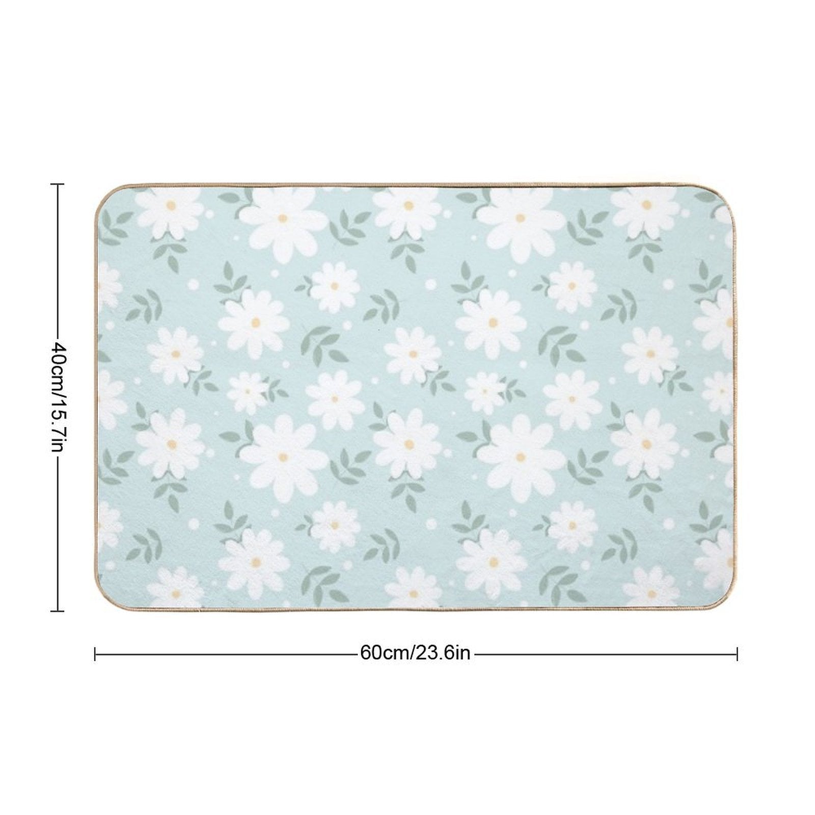 Cute Daisies on A Soft Green Background  Slip-Resistant Bath Mat