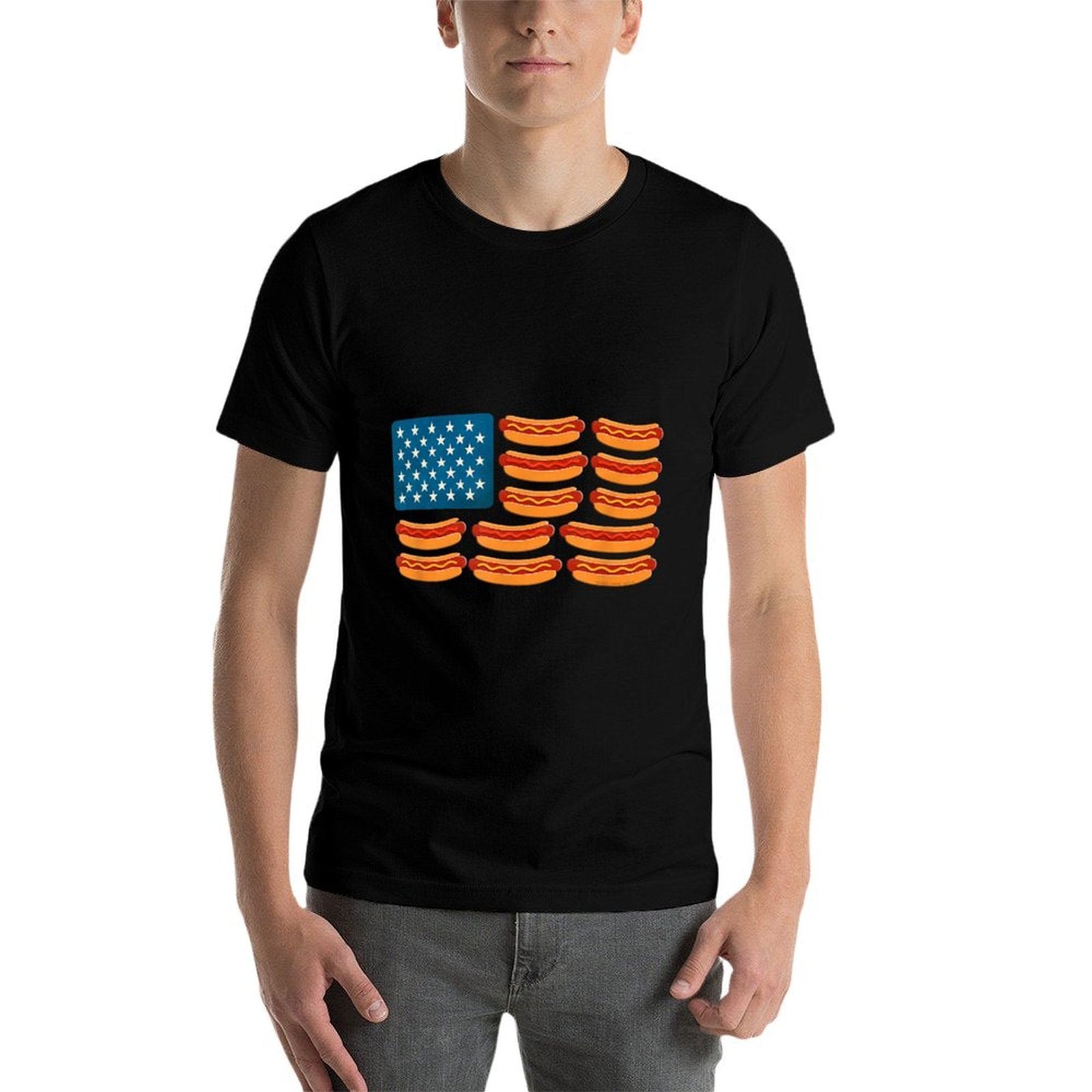 Hot Dog American Patriotic BBQ USA Funny 4th of July  Lightweight T-Shirt