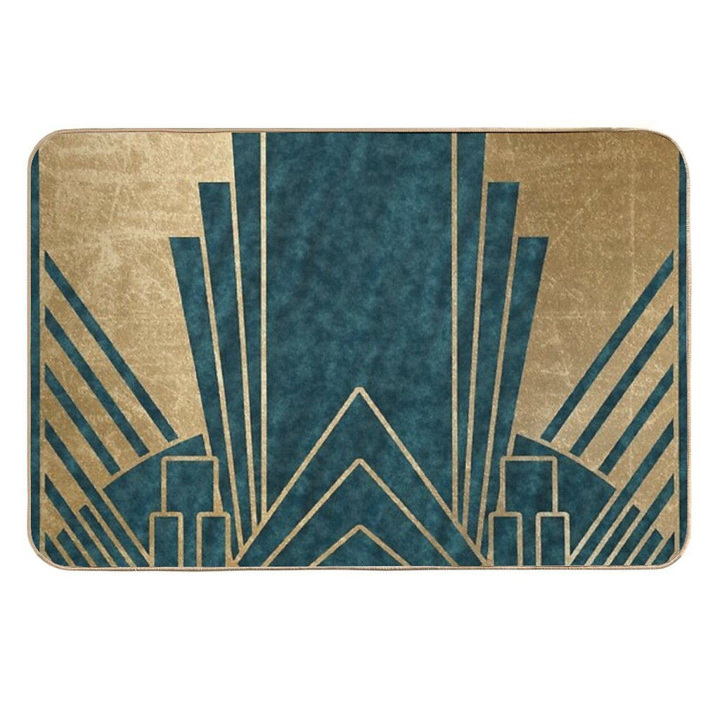 Art Deco Glamour - Teal And Gold  Stain-Proof Bath Mat