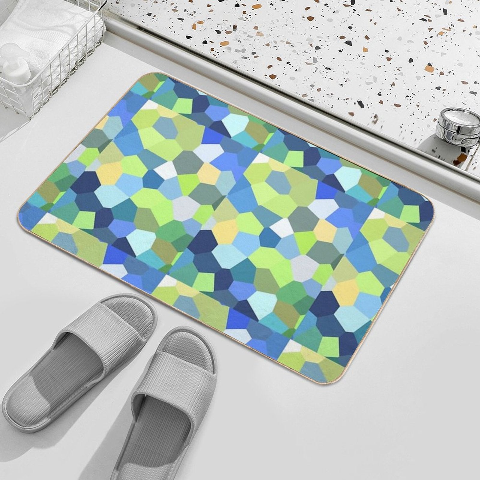 Colorful Mosaic Decorative Artwork IV  Fade-Resistant Bath Mat
