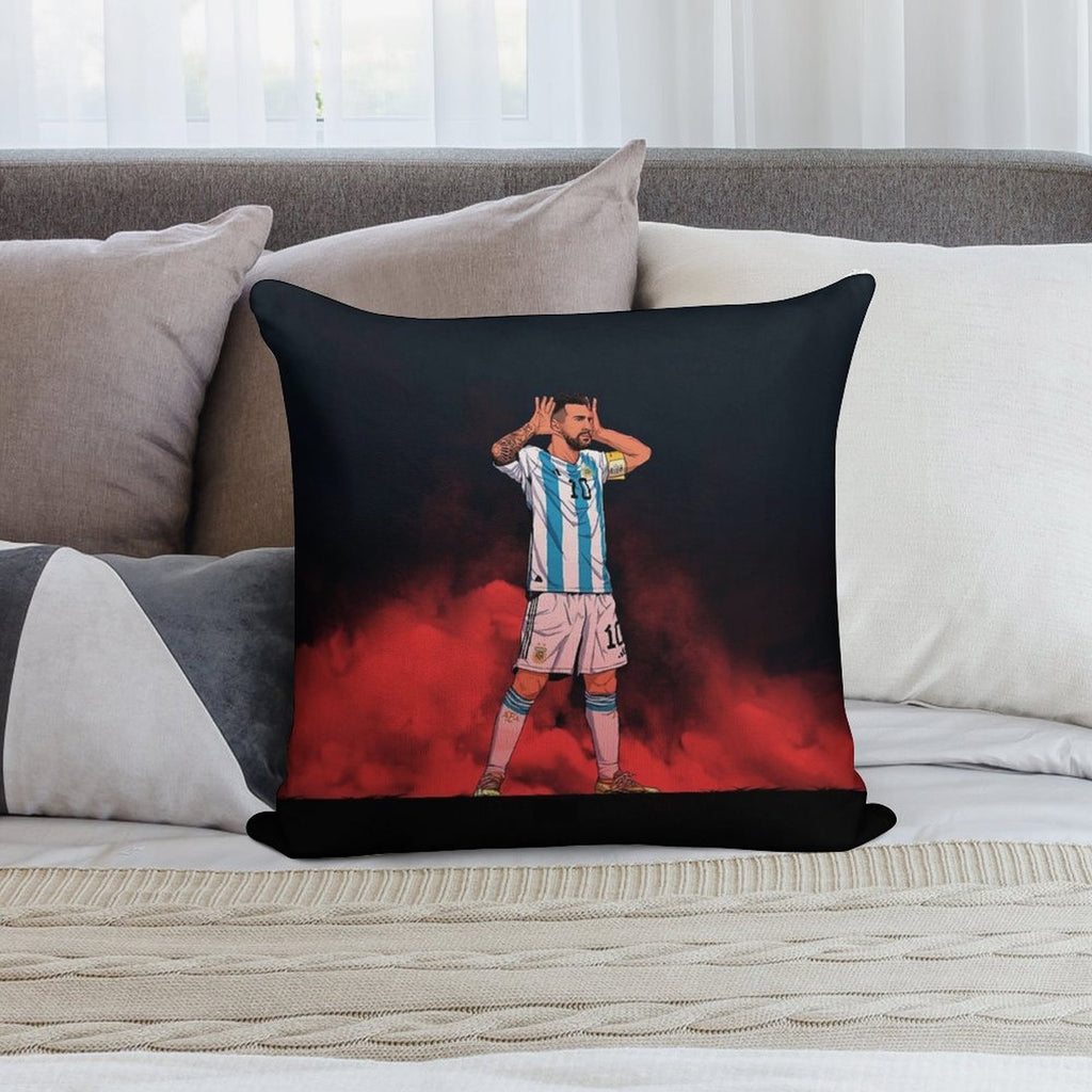 Leo Messi Celebration Vs Netherlands Soft Reinforced Edging Throw Pillow