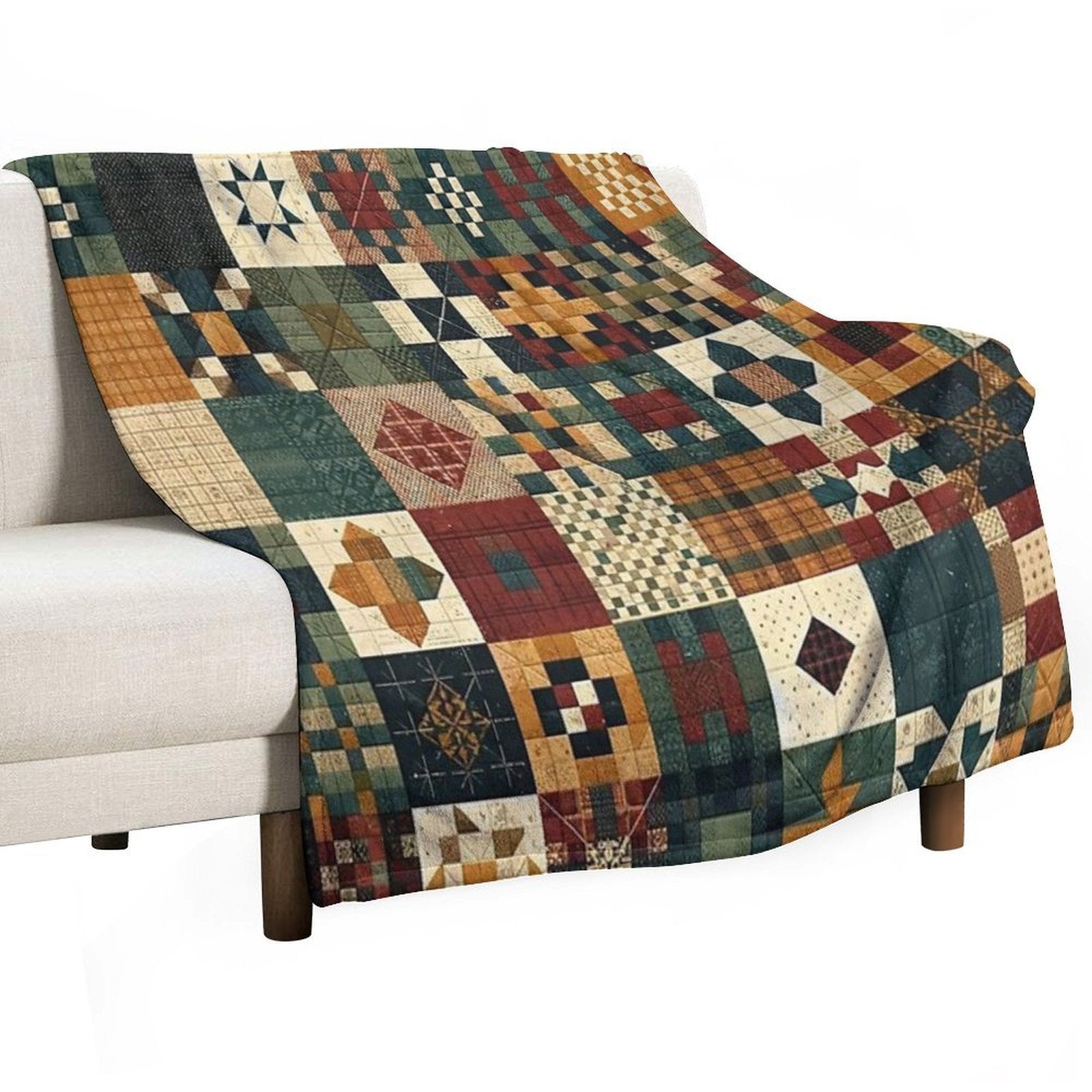 Autumn Patchwork Pattern Premium Throw Blanket