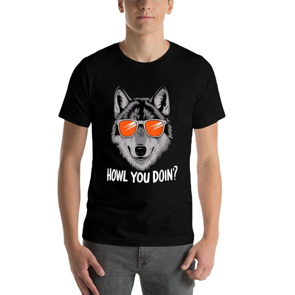 Howl You Doin Wolf with Sunglasses  Graphic-printed T-Shirt