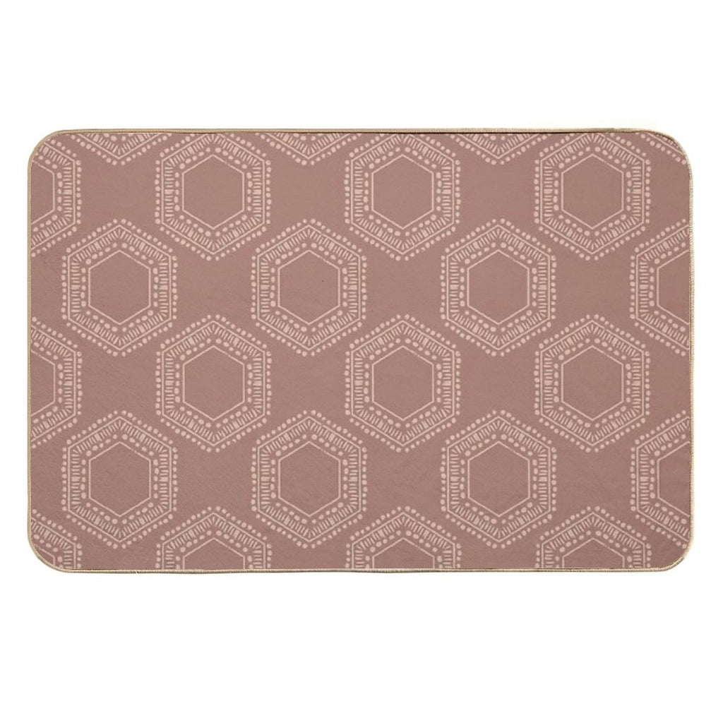 Hexagon Boho Minimalistic Home Decor Pattern  Easy Maintenance Bath Mat