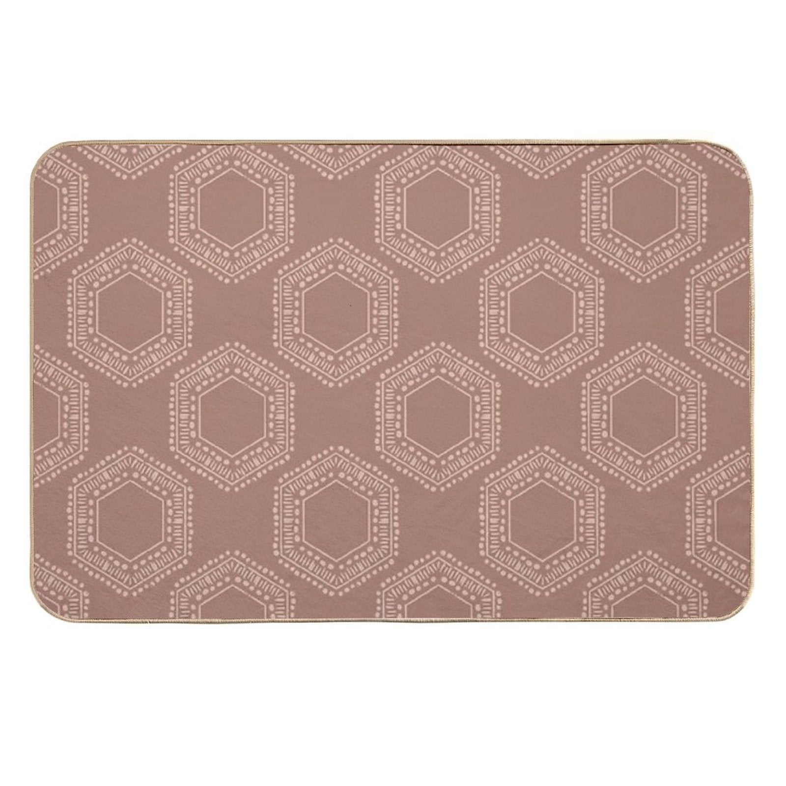 Hexagon Boho Minimalistic Home Decor Pattern  Easy Maintenance Bath Mat