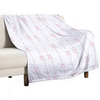 Pink Bow Ribbon Coquette Travel-friendly Throw Blanket