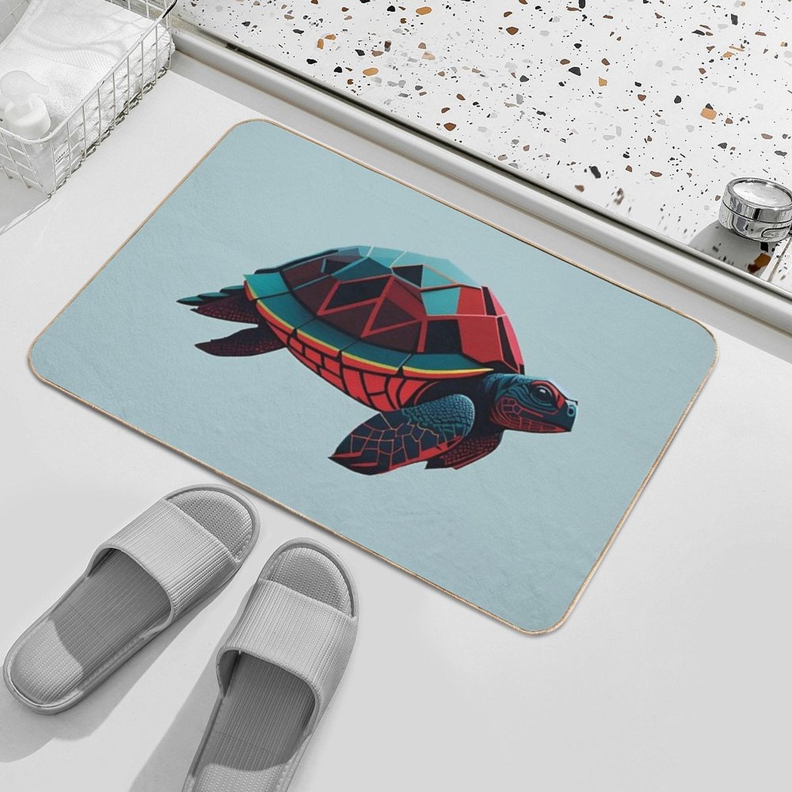 Geometric Sea Turtle  Toxin-Free Bath Mat