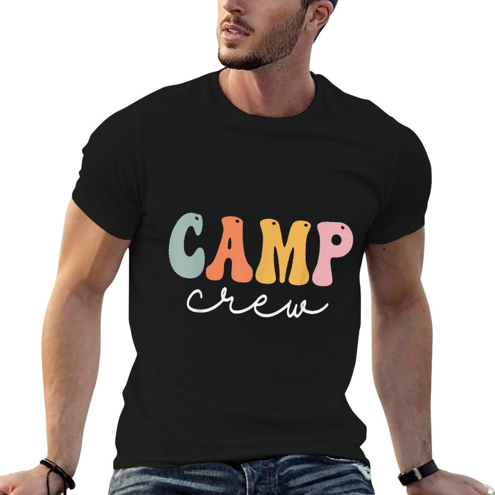 Camp Crew Retro Groovy Vintage Happy First Day Of School  Trendy Pattern T-Shirt