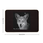 Desert Coyote in Black & White by Mojave Bird Life  Dirt-Trapping Bath Mat