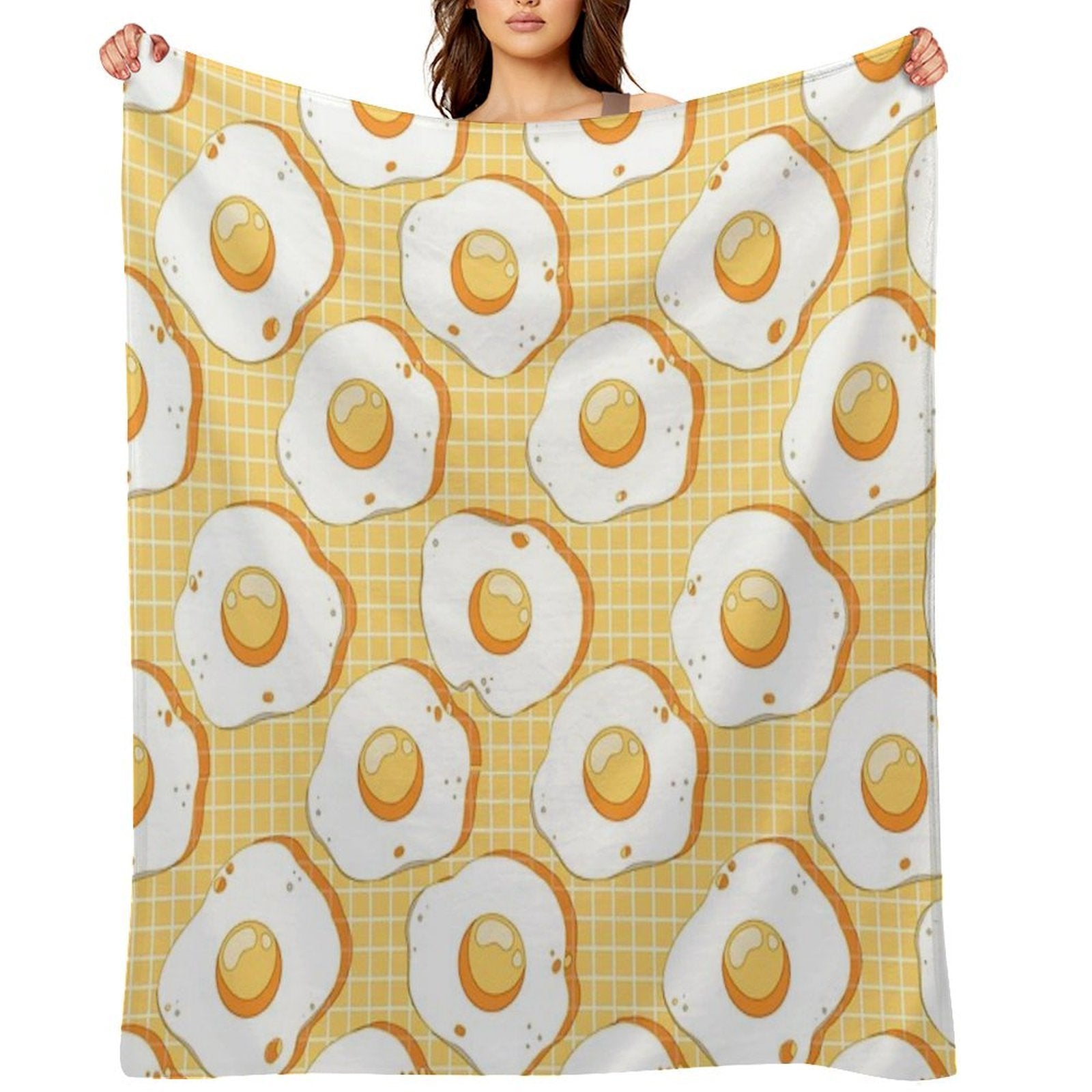 Kawaii Egg Pattern Machine-washable Throw Blanket