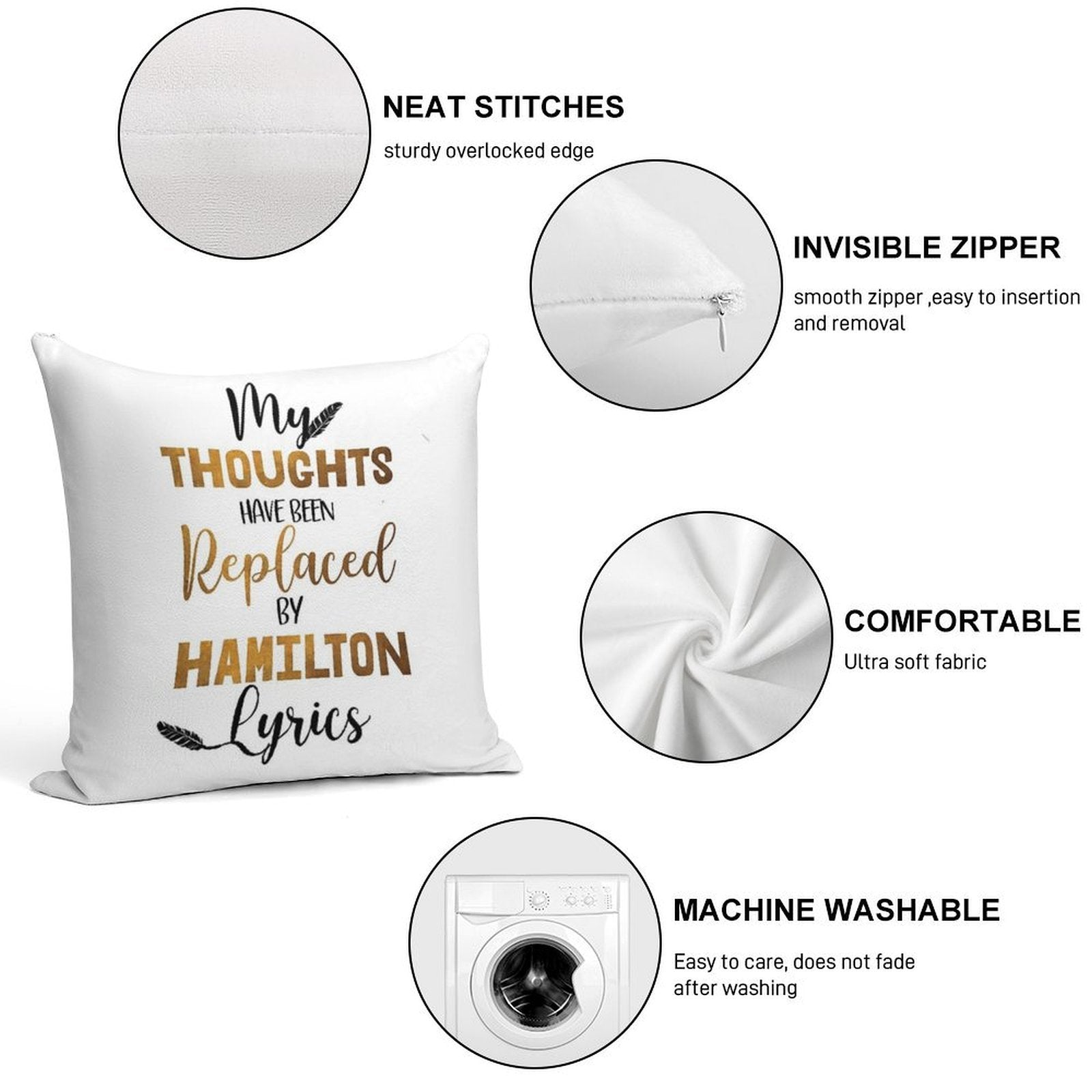 Hamilton - Musical Theater Soft Anti-Pilling Throw Pillow