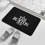 A Tim Burton Film  White on Black  Non-Slip Bath Mat