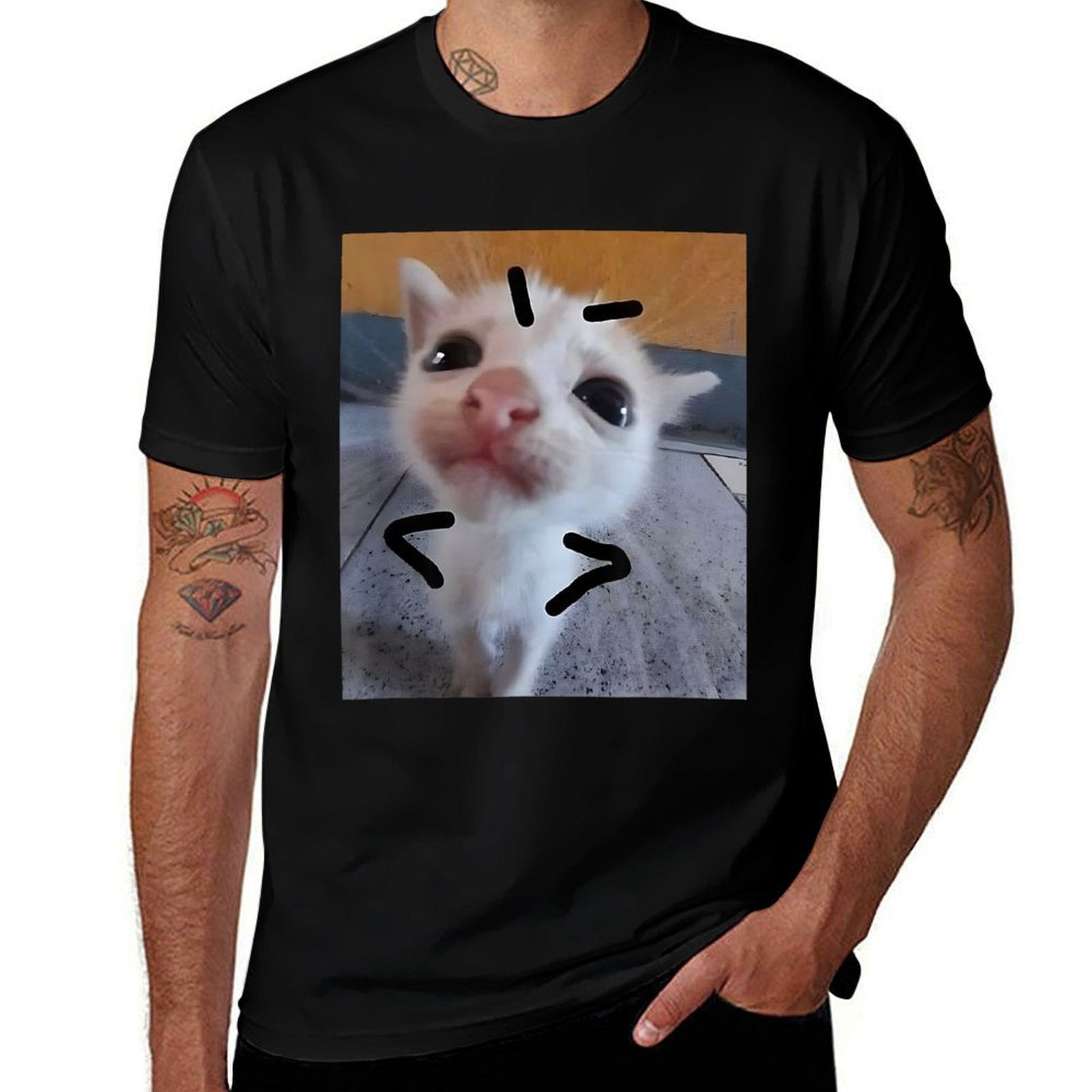 Judgy Kitty Funny Cat Lover Angry Kitten Meme Cute Graphic  Graphic-printed T-Shirt