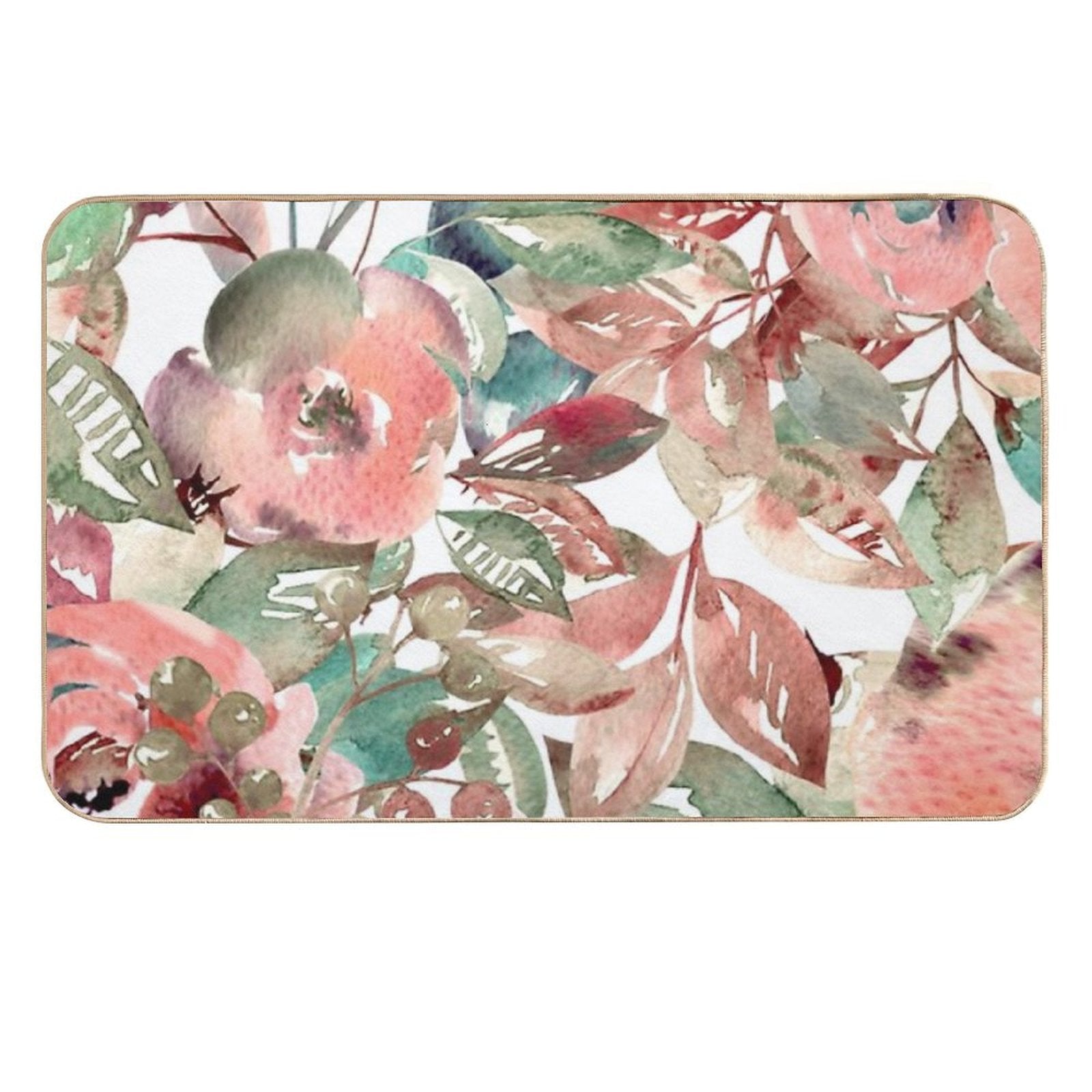 Vintage Floral Medley Pattern - Pale Pink And Green - Cottagecore  Pet-Safe Bath Mat