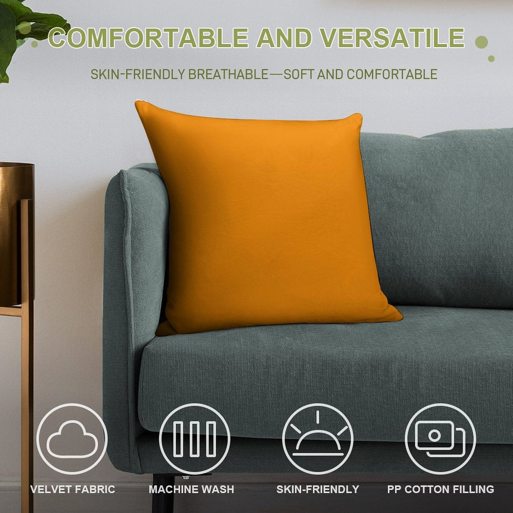 PLAIN SOLID TANGERINE -OVER 100 SHADES OF ORANGE ON OZCUSHIONS Soft Warmth Comfort Throw Pillow
