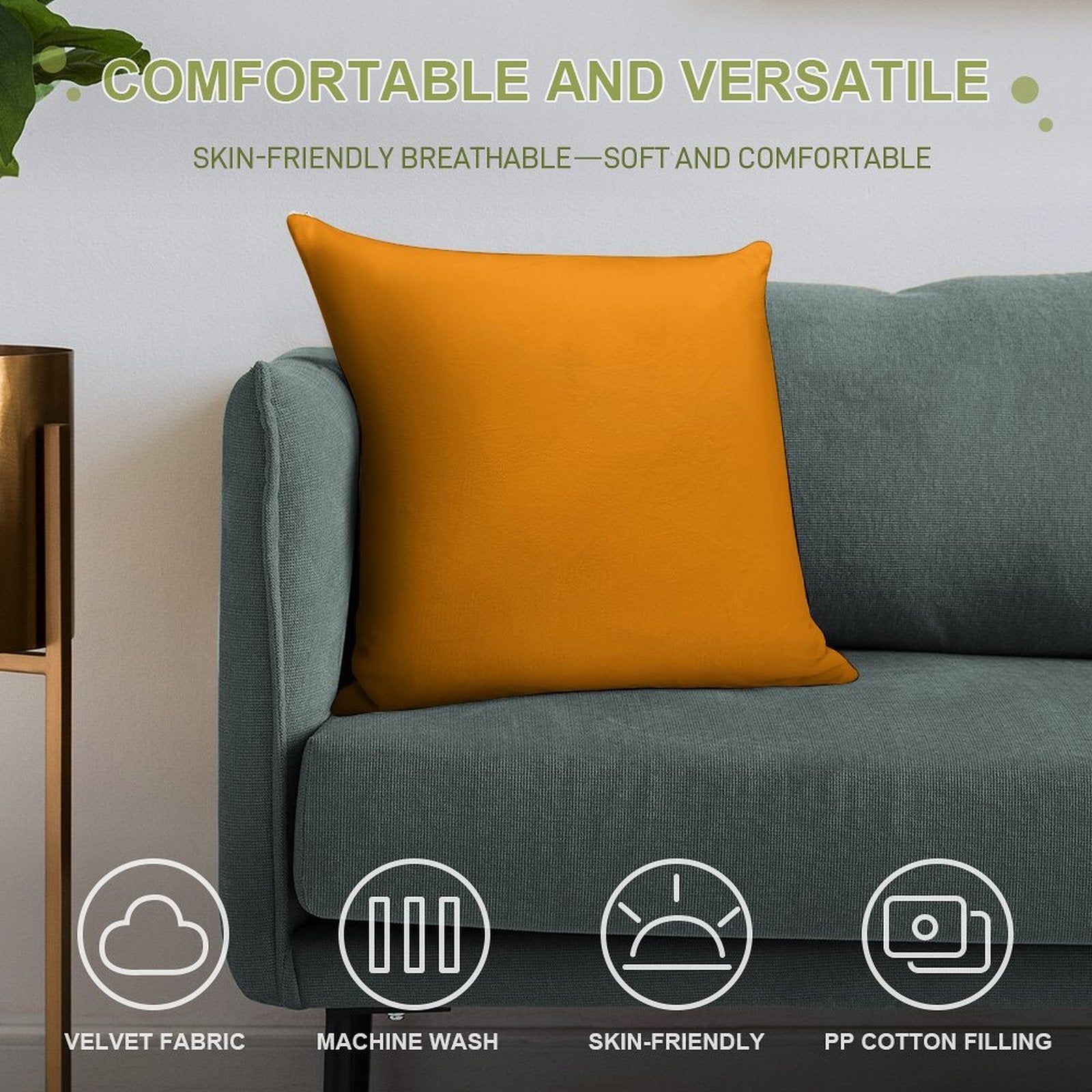 PLAIN SOLID TANGERINE -OVER 100 SHADES OF ORANGE ON OZCUSHIONS Soft Warmth Comfort Throw Pillow