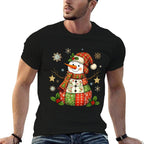 Snow Man Quilt Christmas Pajama Funny Family  High-quality Stitching T-Shirt