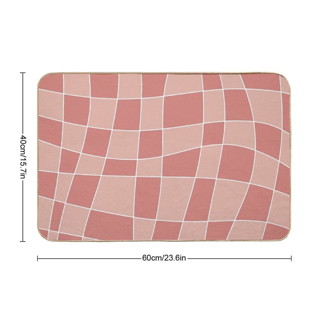 Red Checkerboard Art  Easy To Clean Bath Mat