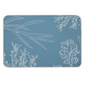 Asthetic White Plants on Blue Pattern  Slip-Resistant Bath Mat