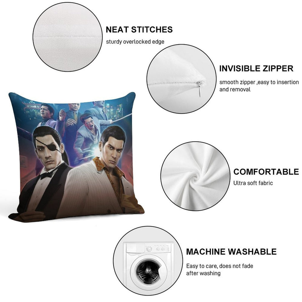 Yakuza 0 Poster Soft Short Plush Fabric Throw Pillow