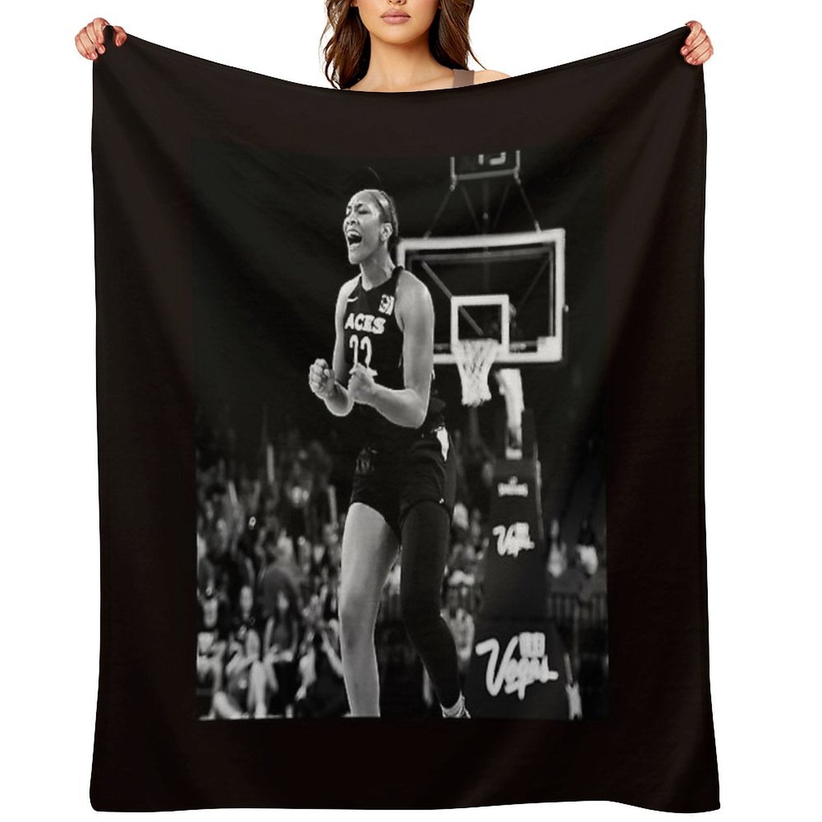 A'ja Wilson - Black  White Lightweight Throw Blanket