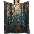 Stained Glass Hare And Moonbeams Eco-conscious Throw Blanket