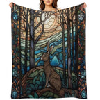 Stained Glass Hare And Moonbeams Eco-conscious Throw Blanket