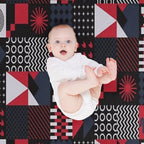 Geometric Aesthetic Black White Blue Red Shrink-resistant Throw Blanket