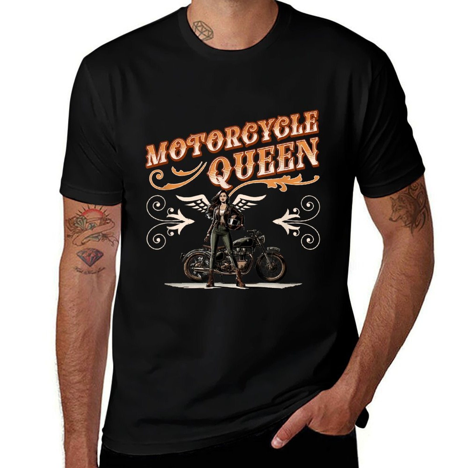 Motorcycle Queen Vintage Motorbike Lady Biker Girl Women  Stretchy T-Shirt